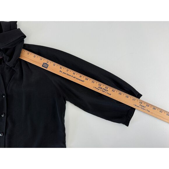 Hunter Dixon by Hunter Bell Women's Black Silk Blouse Tie Neck Button Up Size XS - Picture 9 of 10